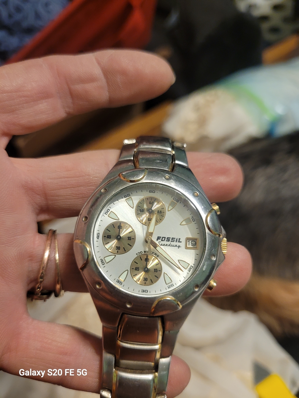 Fossil Men’s Silver and Gold-Tone Chronograph Bracelet Watch